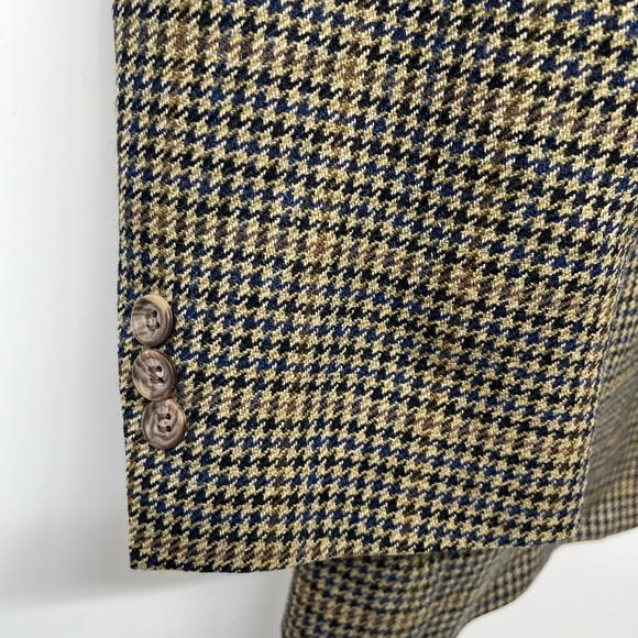 Brooks Brothers Mens Suit Jacket Blue Brown Houndstooth Blazer Wool 41 R Union - Picture 2 of 16